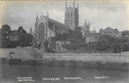 A view of Worcester Cathedral from across the river Severn