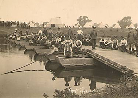 Pontoon bridge building