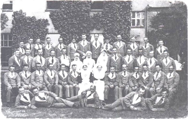 Nurses of the Voluntary Aid Detachment (VAD) and their patients at Burgage House